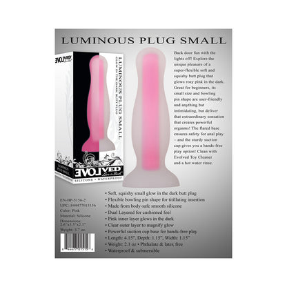 Evolved Luminous Glow in the Dark Dual Density Silicone Anal Plug Clear/Pink Small5