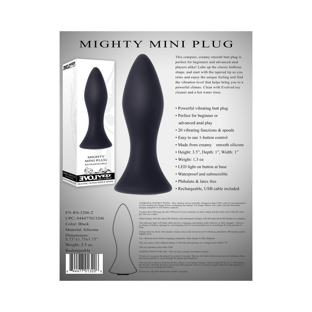 Evolved Mighty Mini Rechargeable Vibrating Silicone Anal Plug Black6
