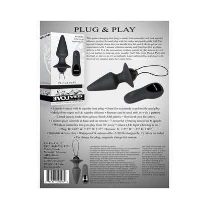 Evolved Plug & Play Rechargeable Remote-Controlled Vibrating Silicone Anal Plug Black11