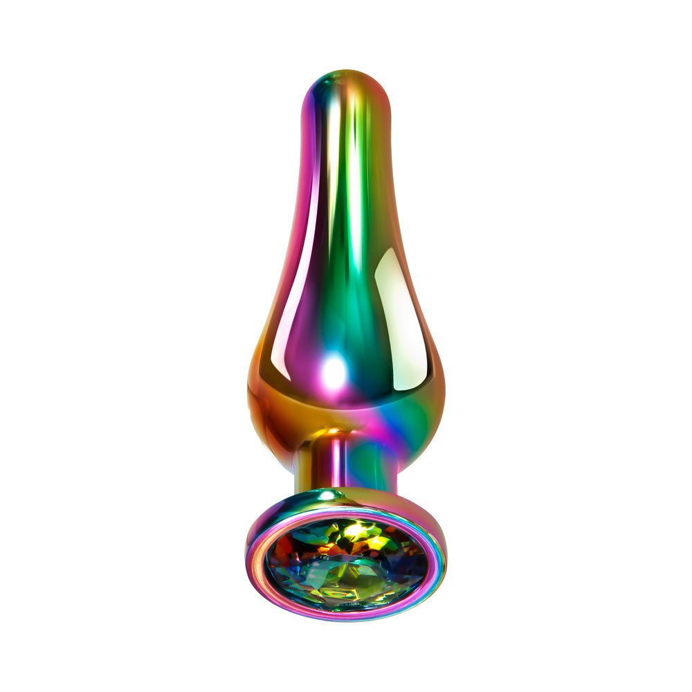 Evolved Rainbow Metal Anal Plug With Rainbow Gemstone Base10