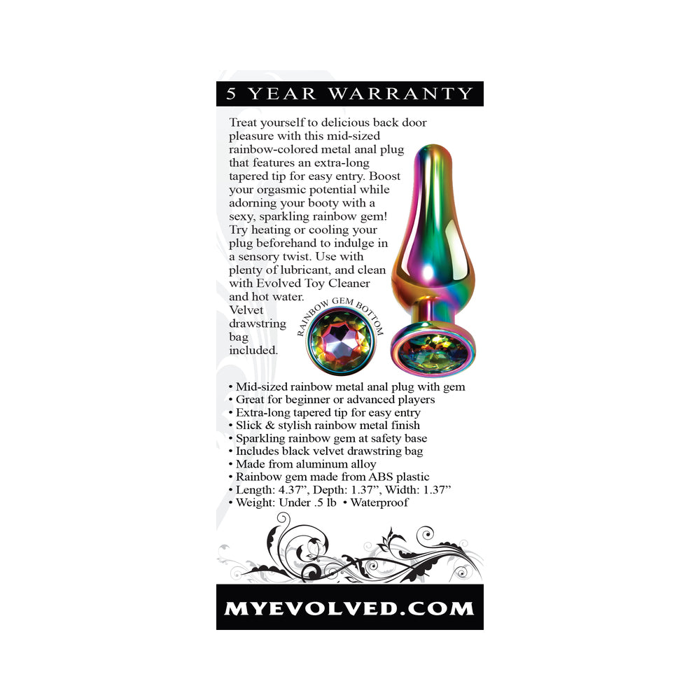 Evolved Rainbow Metal Anal Plug With Rainbow Gemstone Base13