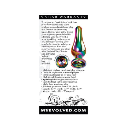 Evolved Rainbow Metal Anal Plug With Rainbow Gemstone Base13