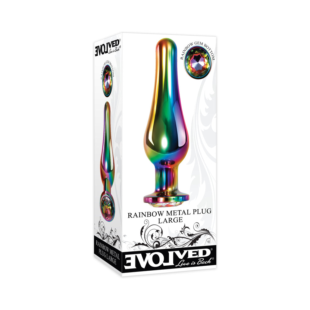 Evolved Rainbow Metal Anal Plug With Rainbow Gemstone Base2