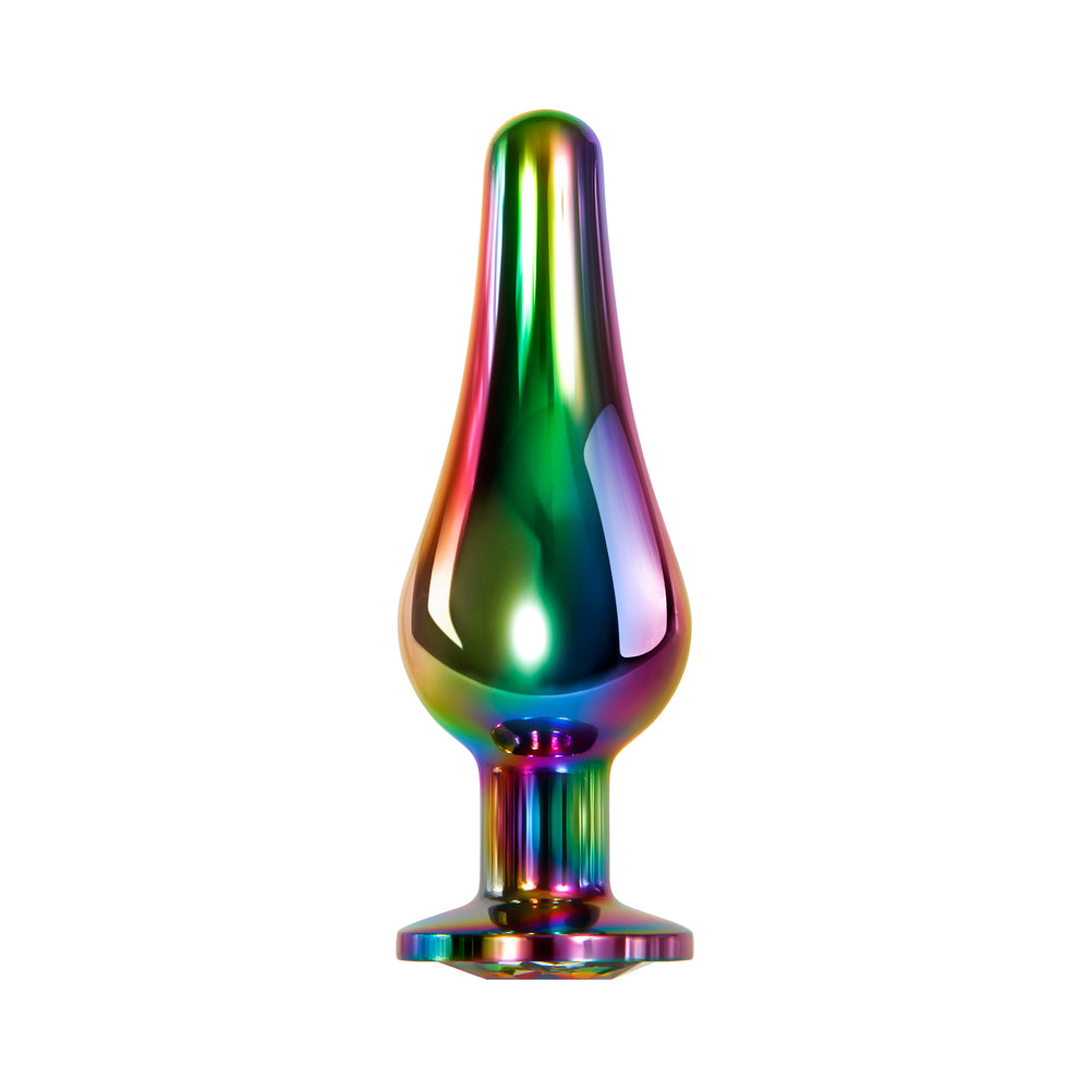 Evolved Rainbow Metal Anal Plug With Rainbow Gemstone Base3