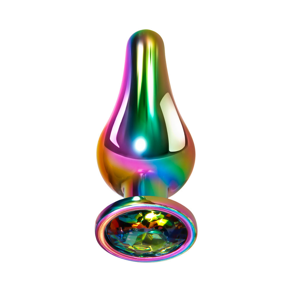 Evolved Rainbow Metal Anal Plug With Rainbow Gemstone Base4