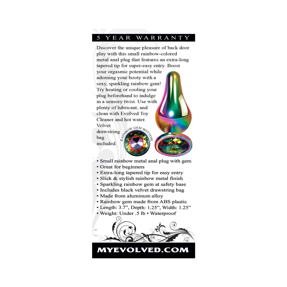 Evolved Rainbow Metal Anal Plug With Rainbow Gemstone Base7