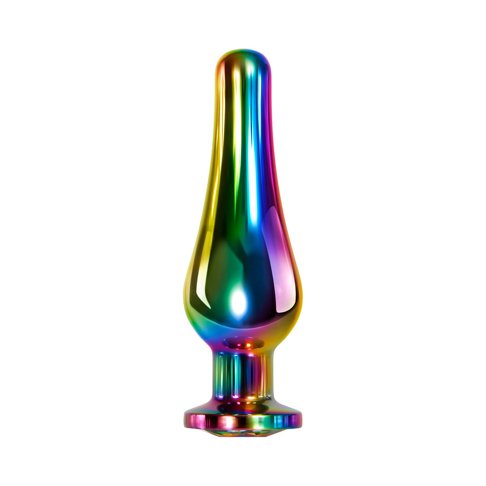 Evolved Rainbow Metal Anal Plug With Rainbow Gemstone Base9
