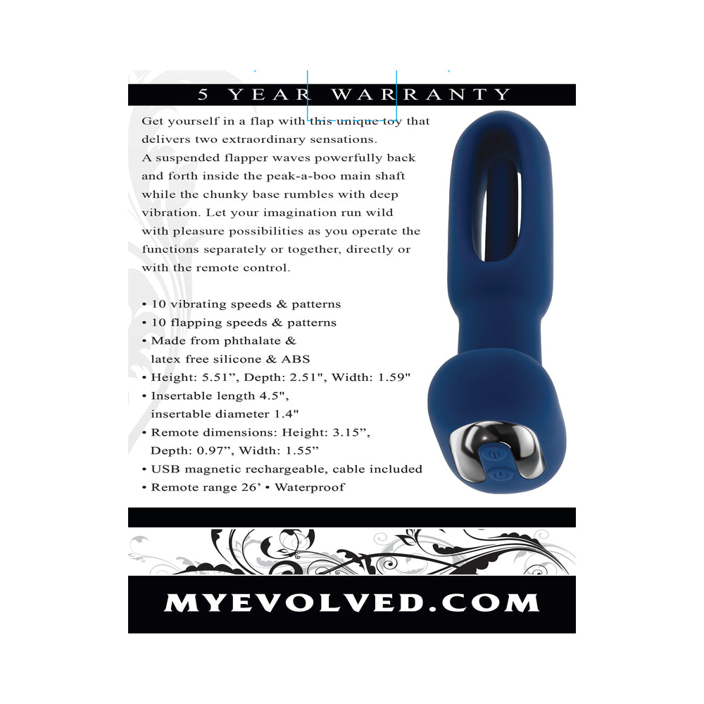 Evolved The Flapper Rechargeable Vibrator with Remote Silicone Blue10