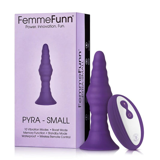 FemmeFunn Pyra Rechargeable Remote-Controlled Silicone Vibrating Anal Plug Small Dark Purple 