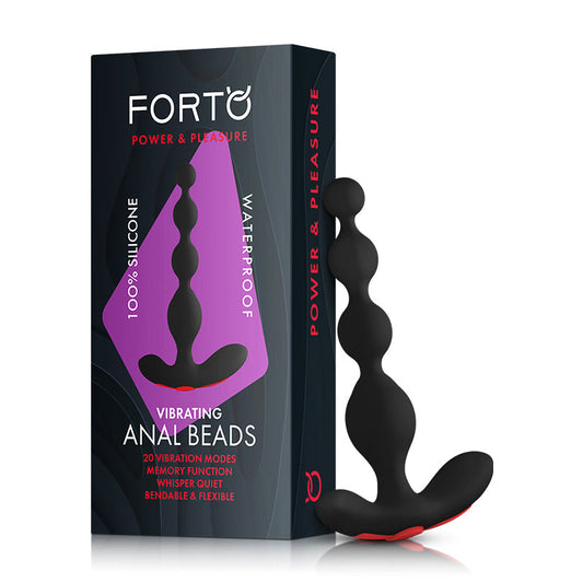 Forto Vibrating Anal Beads Rechargeable Silicone Plug Black 