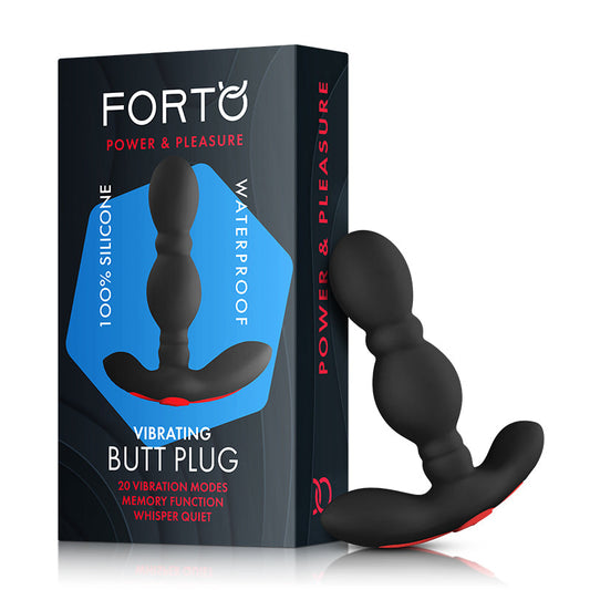 Forto Vibrating Anal Plug Rechargeable Silicone Black 