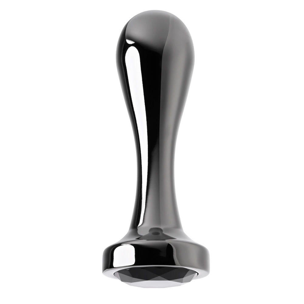 Gender X Black Pearl Aluminum Anal Plug With Black Gemstone Base1