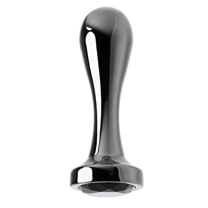 Gender X Black Pearl Aluminum Anal Plug With Black Gemstone Base1