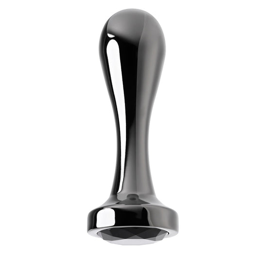 Gender X Black Pearl Aluminum Anal Plug With Black Gemstone Base1