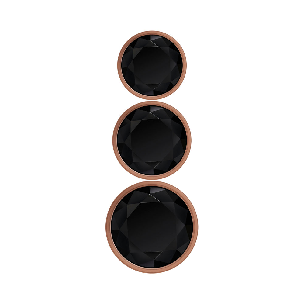 Gender X Gold Digger 3-Piece Rose Gold Beaded Anal Plug With Black Gemstone Base Set3