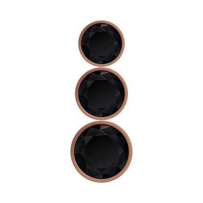 Gender X Gold Digger 3-Piece Rose Gold Beaded Anal Plug With Black Gemstone Base Set3