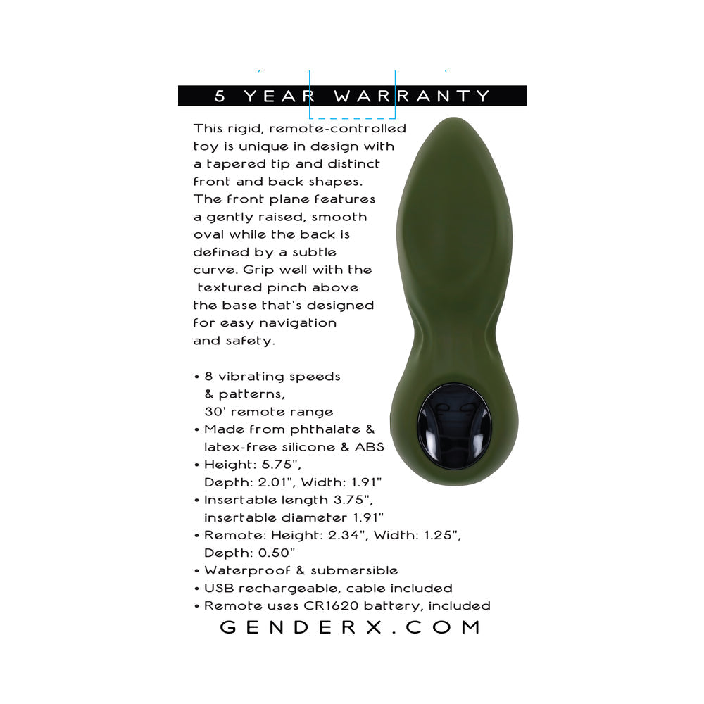 Gender X My Secret Garden Rechargeable Vibrating Anal Plug with Remote Silicone Green9
