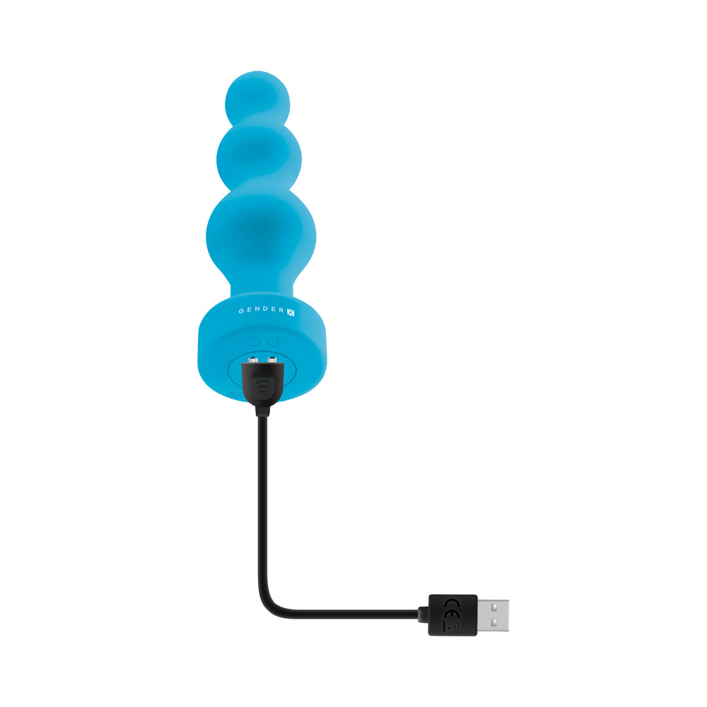 Gender X Plugged Up Rechargeable Silicone Vibrating Beaded Plug Teal5