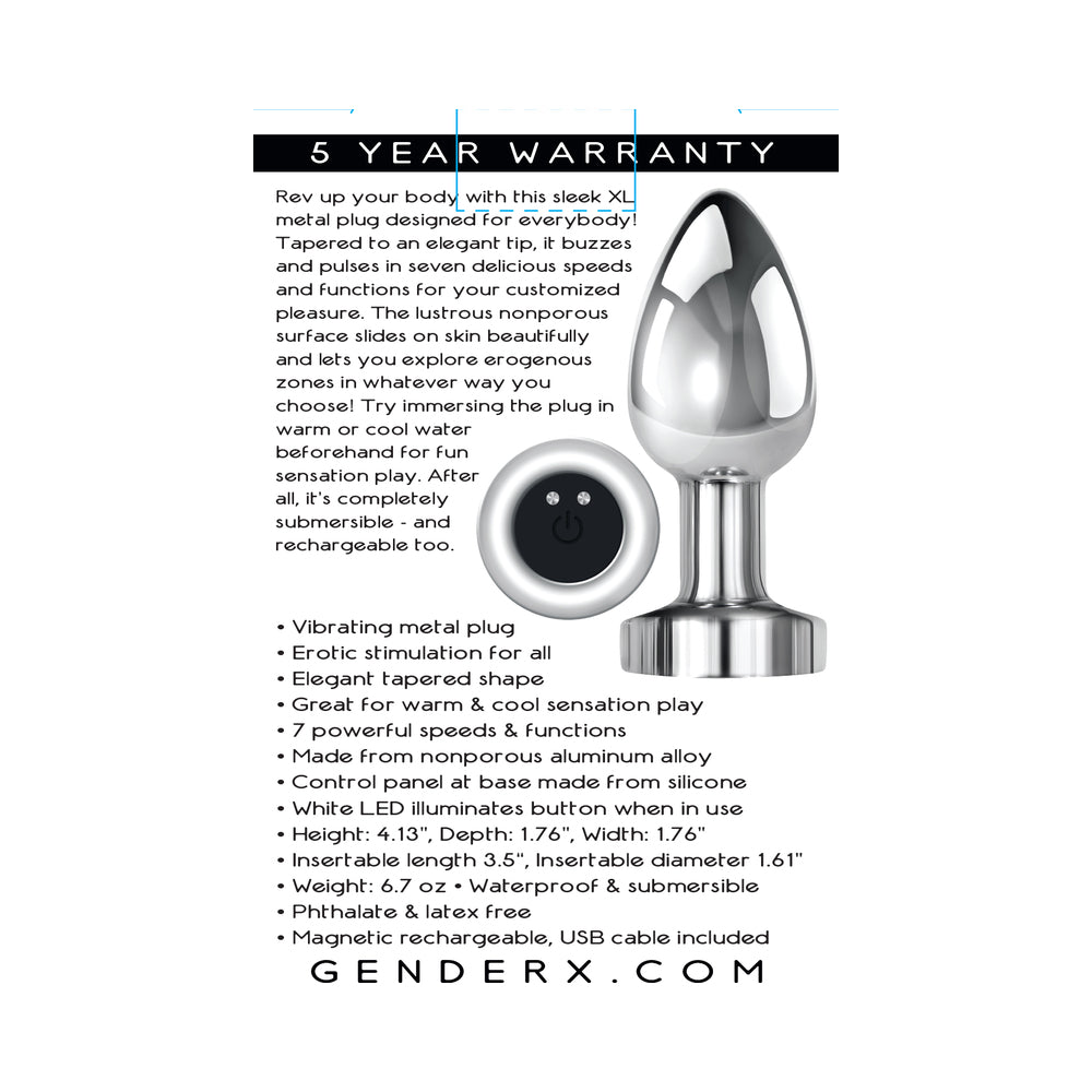 Gender X Rockin' Metal Plug Rechargeable Vibrating Anal Plug Aluminum Silver15