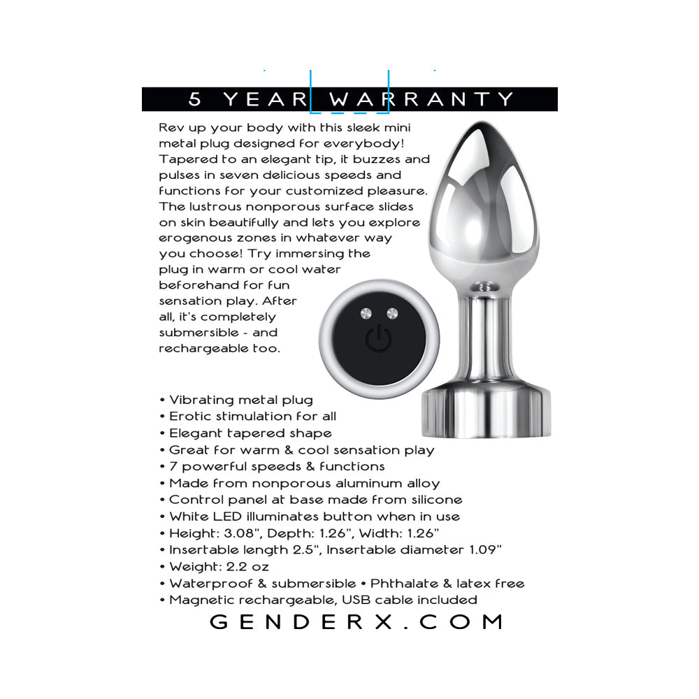 Gender X Rockin' Metal Plug Rechargeable Vibrating Anal Plug Aluminum Silver8