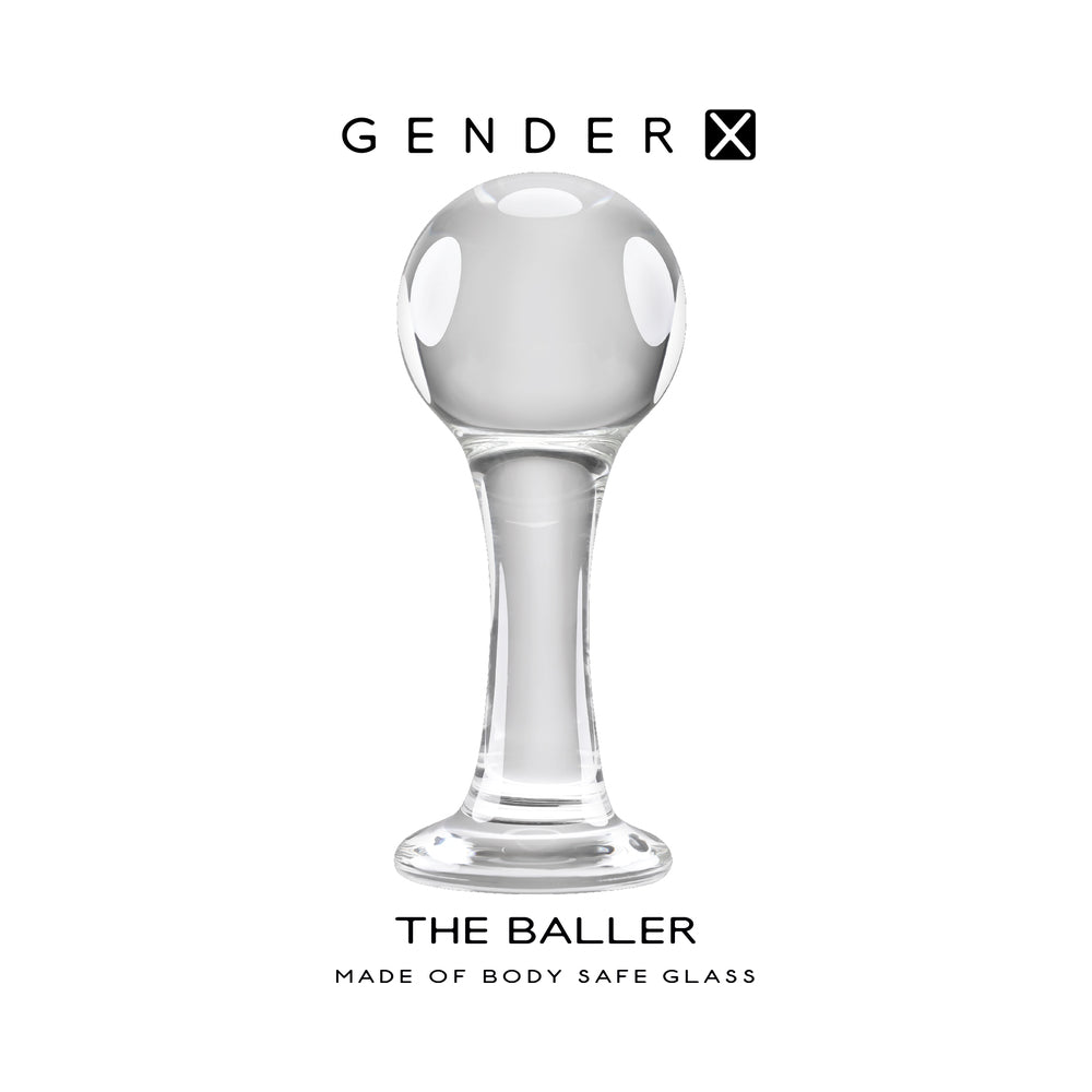 Gender X The Baller Round Glass Anal Plug Clear9
