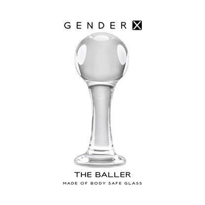 Gender X The Baller Round Glass Anal Plug Clear9