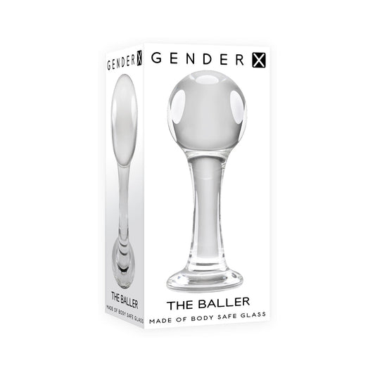 Gender X The Baller Round Glass Anal Plug Clear 