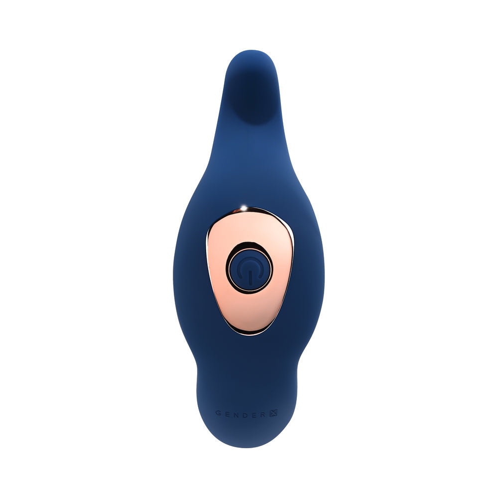 Gender X True Blue Rechargeable Thrusting Silicone Vibrator Blue5