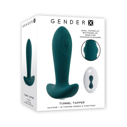 Gender X Tunnel Tapper Rechargeable Vibrating Anal Plug with Remote Teal 