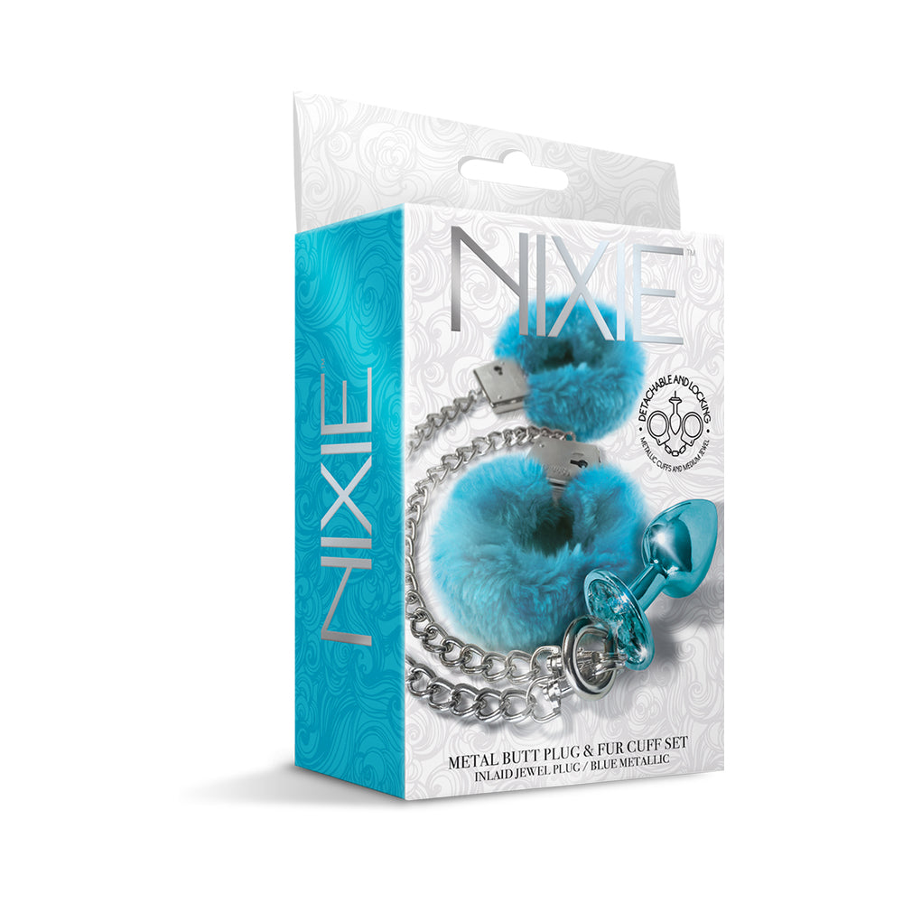 Global Novelties Nixie Metal Butt Plug & Furry Handcuff Set Medium 3
