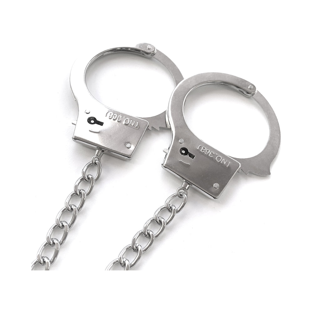 Global Novelties Nixie Metal Butt Plug & Handcuffs Set Silver 4