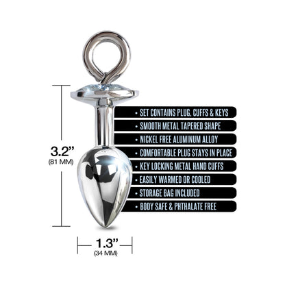 Global Novelties Nixie Metal Butt Plug & Handcuffs Set Silver 5