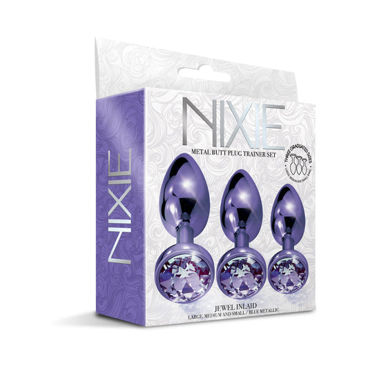 Global Novelties Nixie Metal Butt Plug Trainer Set 3-Piece Purple Metallic 