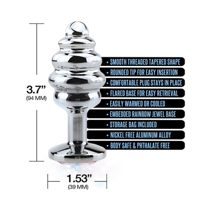 Global Novelties Nixie Ribbed Metal Butt Plug Honey Dipper 8