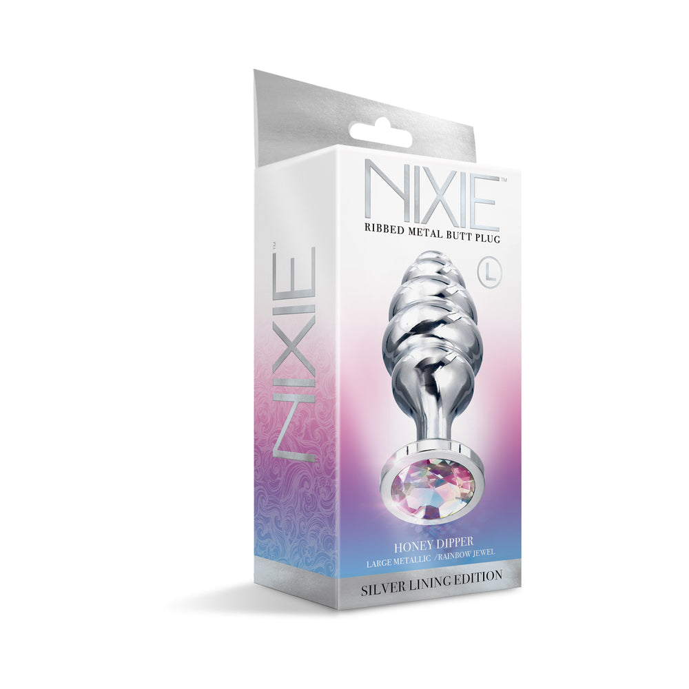 Global Novelties Nixie Ribbed Metal Butt Plug Honey Dipper 9