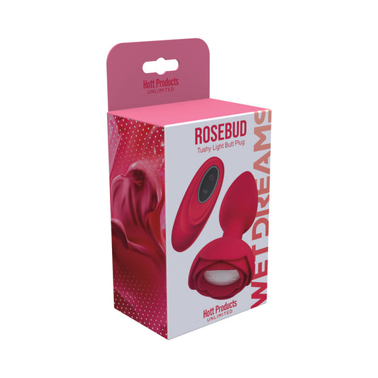 Hott Products Rose Bud Tushy Light Light-Up Silicone Butt Plug 