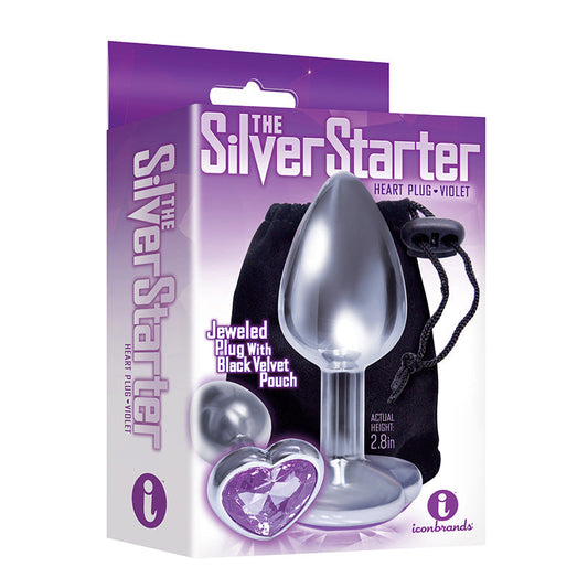Icon Brands The 9's, The Silver Starter, Bejeweled Heart Stainless Steel Plug 1
