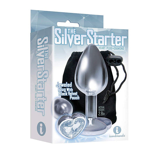 Icon Brands The 9's, The Silver Starter, Bejeweled Heart Stainless Steel Plug 