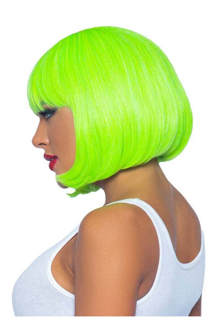 Leg Avenue 12" Neon Short Bob Wig Neon Green in One Size 2