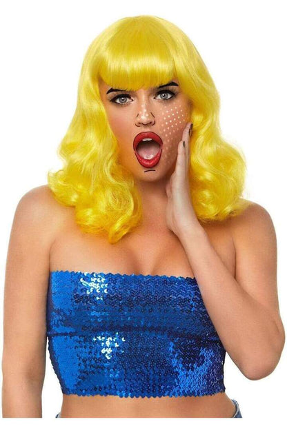 Leg Avenue 16" Retro Curly Bob Wig Yellow in One Size 2