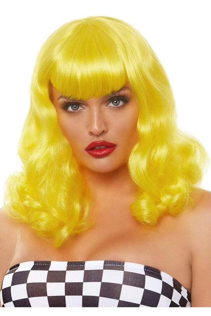 Leg Avenue 16" Retro Curly Bob Wig Yellow in One Size 
