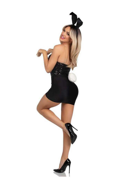 Leg Avenue 2 PC Bunny Costume Kit Black/White in One Size 2