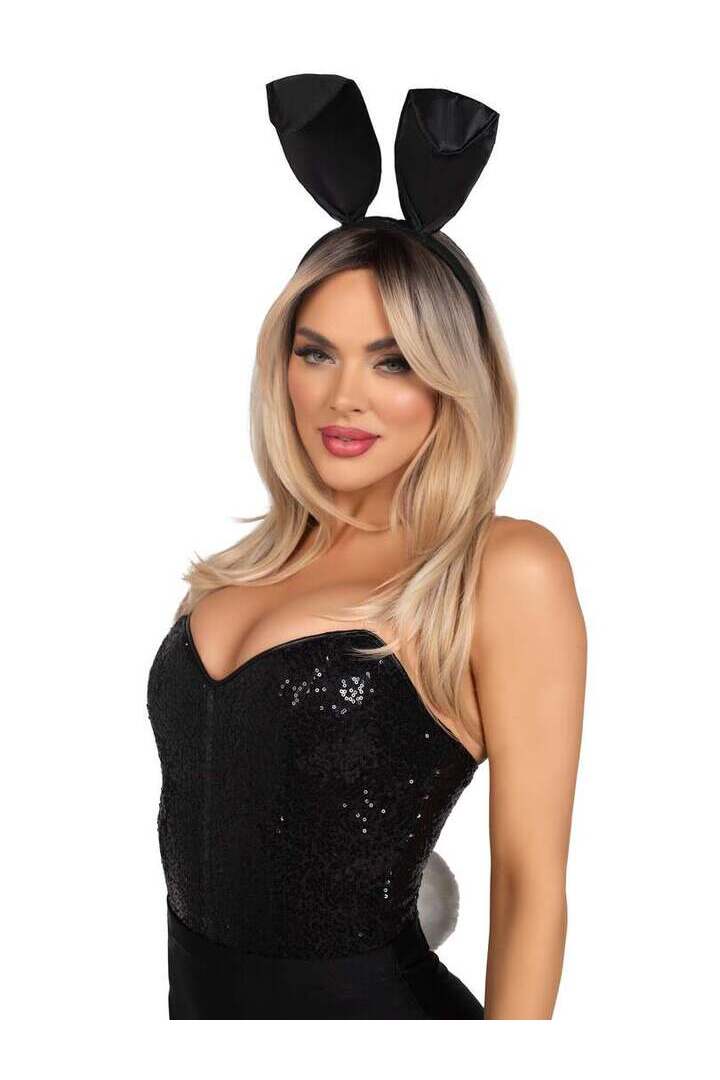 Leg Avenue 2 PC Bunny Costume Kit Black/White in One Size 3