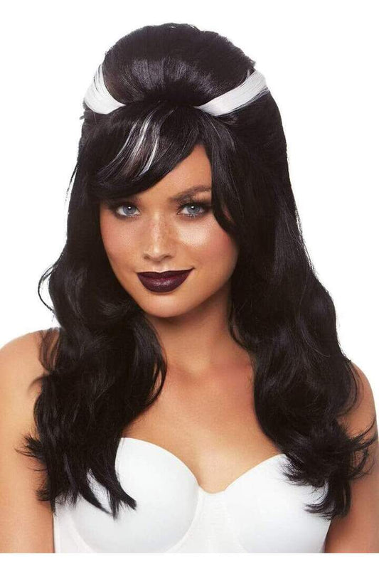 Leg Avenue 21" Frankie Bouffant Wig Black/White in One Size 