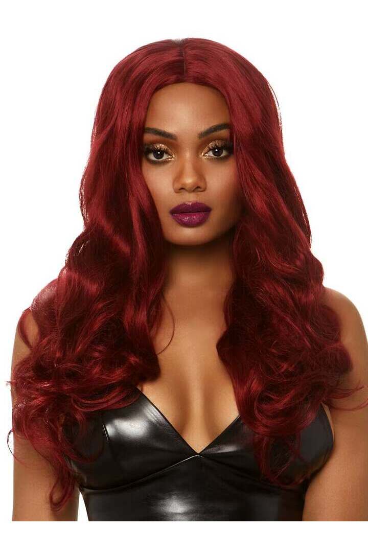 Leg Avenue 27" Long Wavy Center Part Black Wig in One Size 6