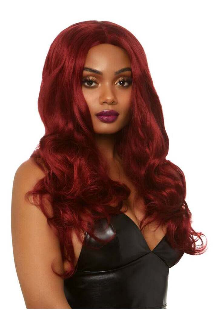 Leg Avenue 27" Long Wavy Center Part Black Wig in One Size 8