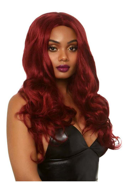 Leg Avenue 27" Long Wavy Center Part Black Wig in One Size 8