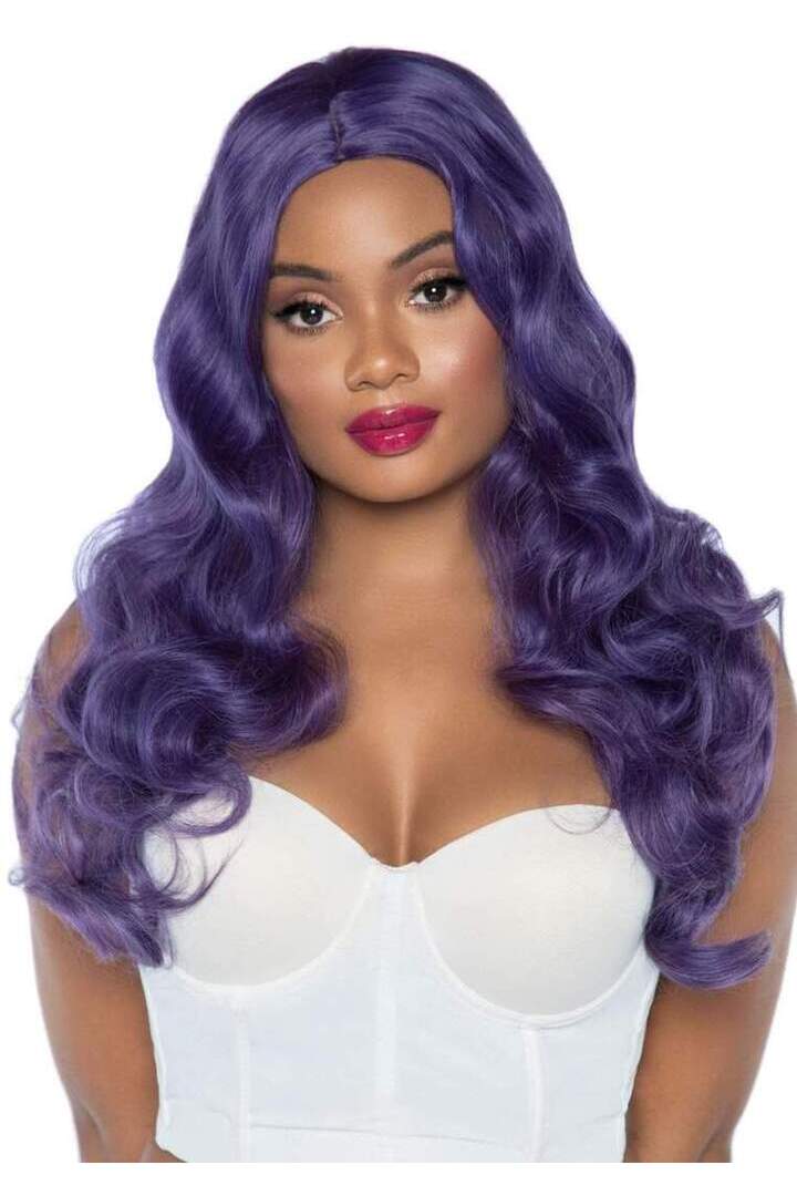 Leg Avenue 29" Mermaid Wavy Long Center Part Wig Purple in One Size 