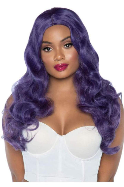 Leg Avenue 29" Mermaid Wavy Long Center Part Wig Purple in One Size 