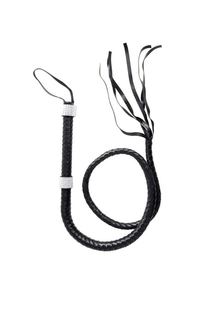 Leg Avenue 54" Braided Whip With Rhinestone Look Handle Black in One Size  1